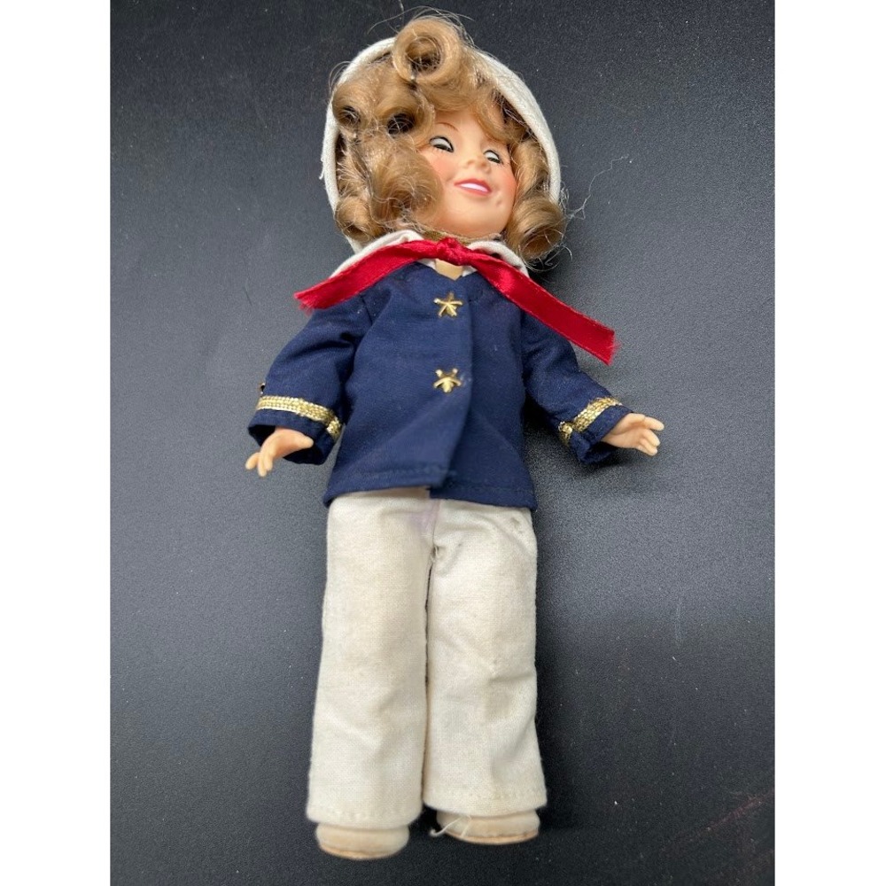 Vintage Effanbee 8 Inch Doll in Navy Blue and White Nautical Sailor Outfit